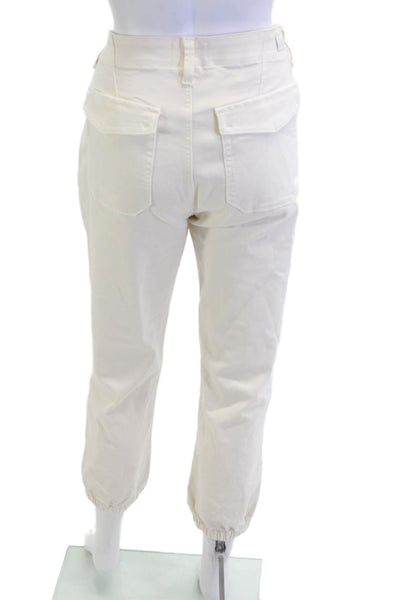Paige Women Cropped Jogger Pants White Mid Rise Size 30