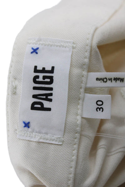 Paige Women Cropped Jogger Pants White Mid Rise Size 30