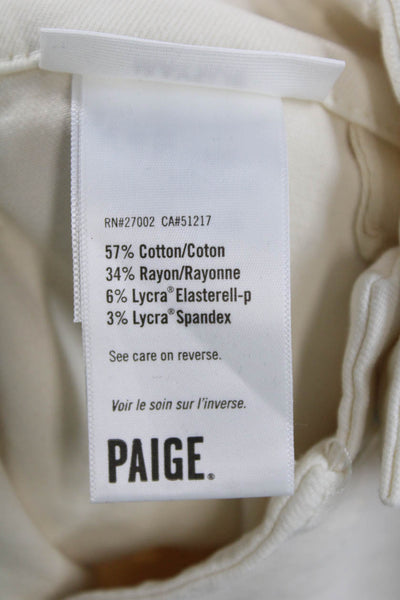 Paige Women Cropped Jogger Pants White Mid Rise Size 30