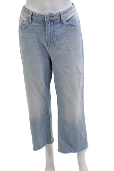 L'Agence Womens Cropped Wide Leg Jeans Light Blue Mid Rise Size 31