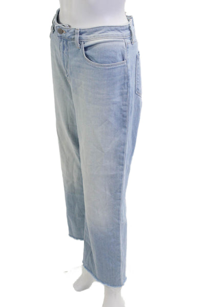 L'Agence Womens Cropped Wide Leg Jeans Light Blue Mid Rise Size 31