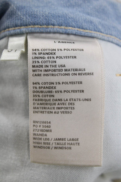 L'Agence Womens Cropped Wide Leg Jeans Light Blue Mid Rise Size 31