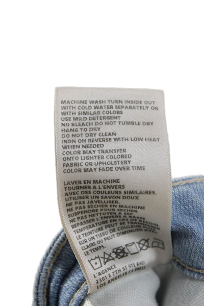 L'Agence Womens Cropped Wide Leg Jeans Light Blue Mid Rise Size 31