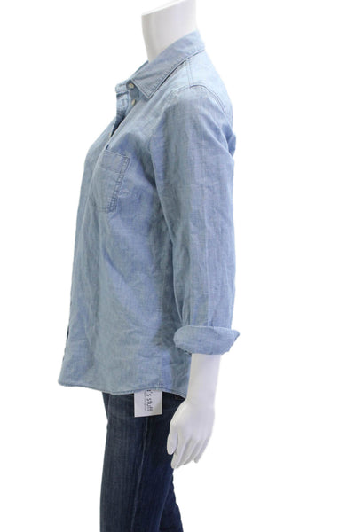J Crew Womens Basic Light Blue Cotton Collared Button Up Long Sleeve Size S