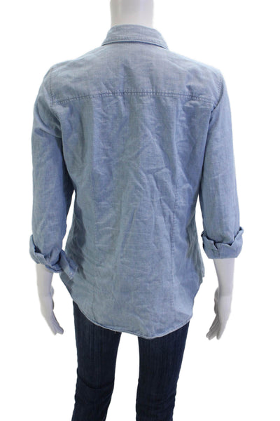 J Crew Womens Basic Light Blue Cotton Collared Button Up Long Sleeve Size S