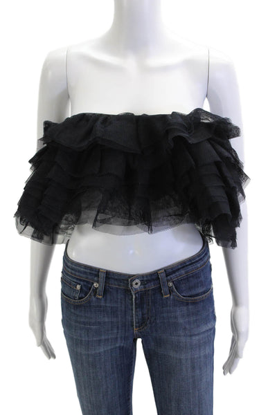 Designer Women Bohemian Cropped Tulle Sleeveless Tie Top Size One Size