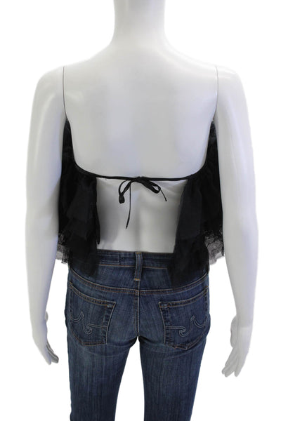 Designer Women Bohemian Cropped Tulle Sleeveless Tie Top Size One Size
