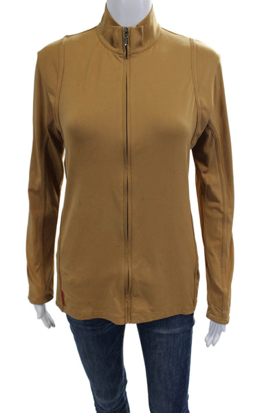 Bugatchi Women Windbreaker Jacket Tan Zip Mock Neck Long Sleeve Army Size M