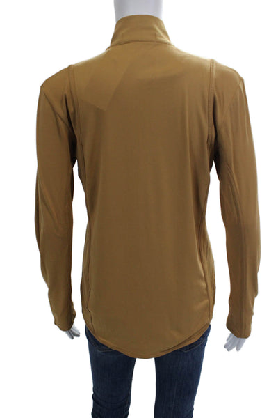 Bugatchi Women Windbreaker Jacket Tan Zip Mock Neck Long Sleeve Army Size M