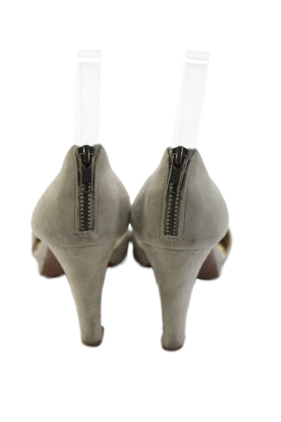 J Crew Open Toe Zip High Heels Pumps Muted Gray Size 8.5