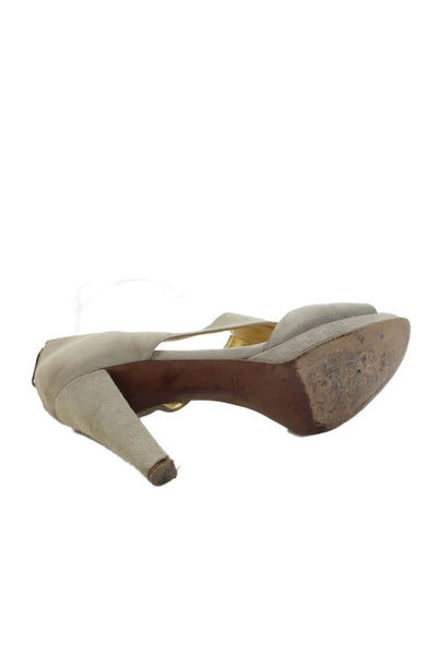 J Crew Open Toe Zip High Heels Pumps Muted Gray Size 8.5