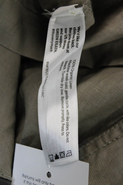 Eileen Fisher Womens Biker Motorcycle Linen Jacket Beige Zip Collared Size M