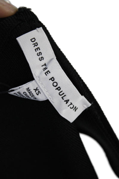Dress the Population Womens Bodycon Sheath Black Knee Length Dress Size XS
