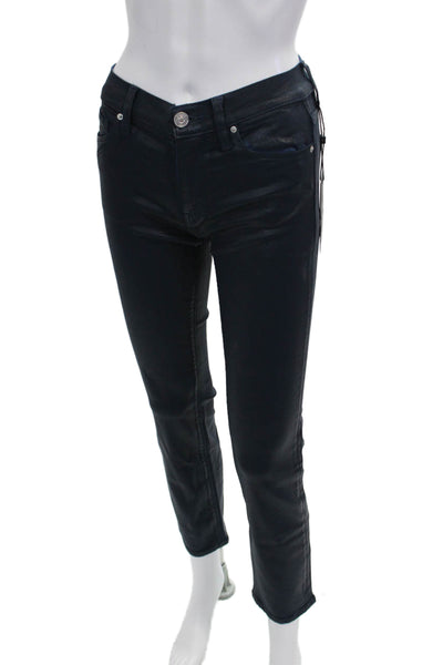 Hudson Women High Rise Ankle Cropped Skinny Jeans Black Size 24