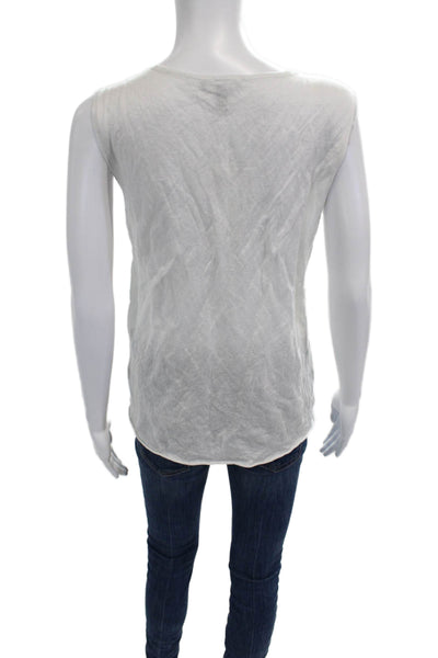 Eileen Fisher Women Sleeveless V-Neck Basic Tank White 85% Lyocell Size M