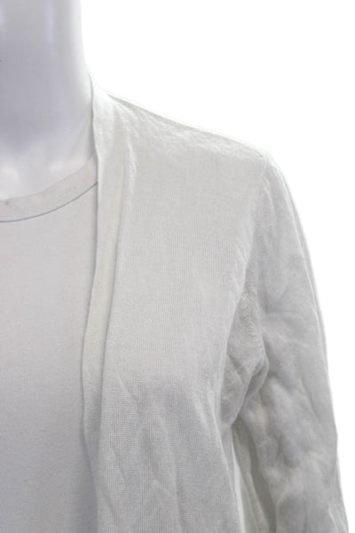 Eileen Fisher Unisex Cardigan White Lyocell Metallic Long Sleeve Size XS