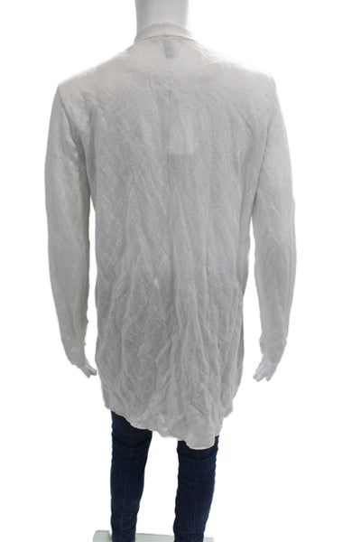 Eileen Fisher Unisex Cardigan White Lyocell Metallic Long Sleeve Size XS