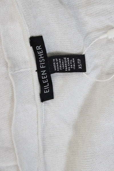 Eileen Fisher Unisex Cardigan White Lyocell Metallic Long Sleeve Size XS