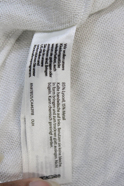 Eileen Fisher Unisex Cardigan White Lyocell Metallic Long Sleeve Size XS