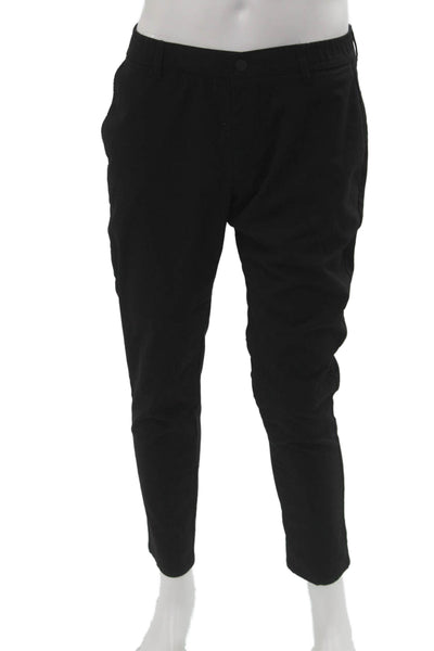 Zara Mens Cropped Ankle Pants Black Polyester Blend Button Closure Size XL