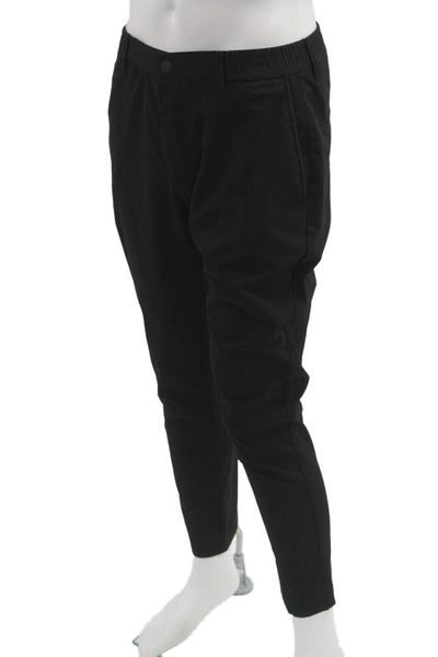 Zara Mens Cropped Ankle Pants Black Polyester Blend Button Closure Size XL