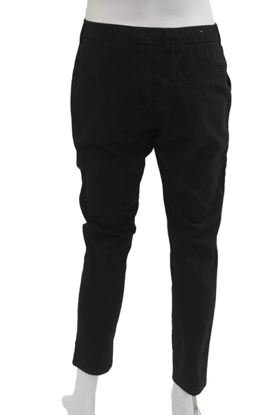 Zara Mens Cropped Ankle Pants Black Polyester Blend Button Closure Size XL