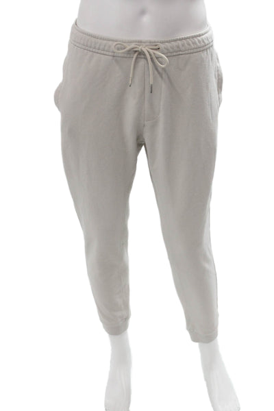 Pull & Bear Mens Jogger Sweatpants Beige Drawstring Poly Cotton Size L