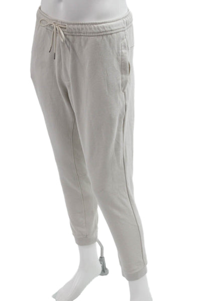Pull & Bear Mens Jogger Sweatpants Beige Drawstring Poly Cotton Size L