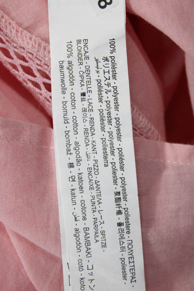 Zara Women Bohemian Pink High Neck 3/4 Sleeve Blouse Polyester Size XS