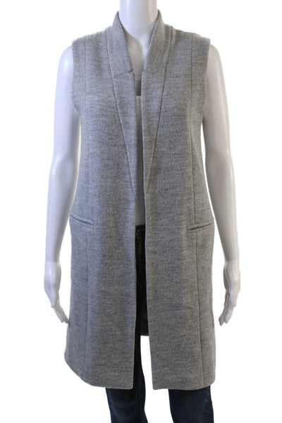 Club Monaco Women Gray Wool Solid Sleeveless Vest Classic Size XS