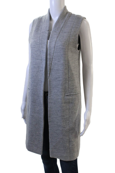 Club Monaco Women Gray Wool Solid Sleeveless Vest Classic Size XS