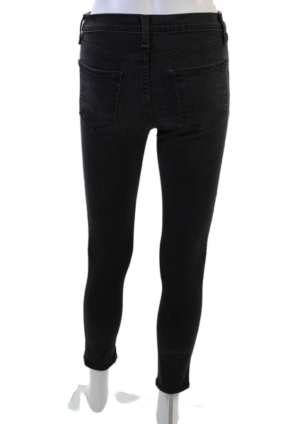 Veronica Beard Women Ankle Skinny Jeans Black Mid Rise Button Size 2