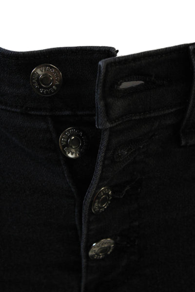 Veronica Beard Women Ankle Skinny Jeans Black Mid Rise Button Size 2