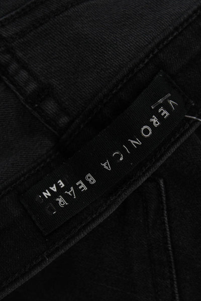 Veronica Beard Women Ankle Skinny Jeans Black Mid Rise Button Size 2