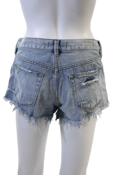 We The Free Unisex Light Blue Cotton Button Beach Shorts Size 26