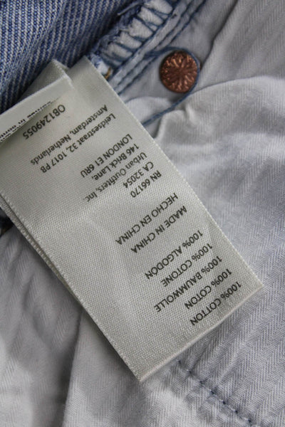 We The Free Unisex Light Blue Cotton Button Beach Shorts Size 26