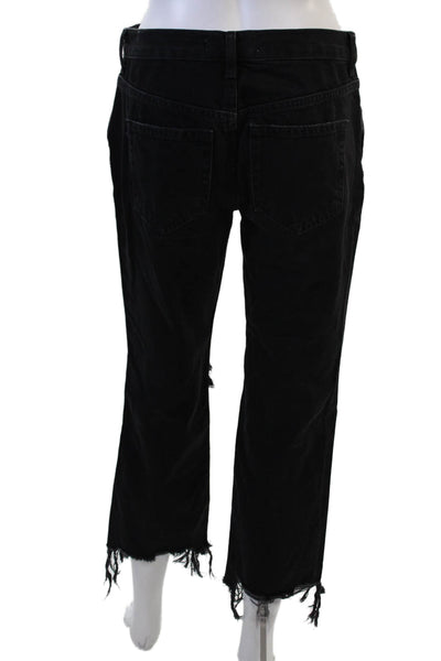 We The Free Womens Boyfriend Cropped Black Jeans Size 26