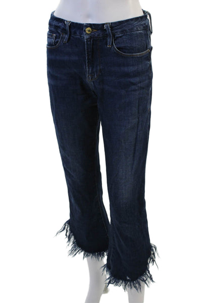 Frame Denim Women Cropped Flared Jeans Dark Blue Mid Rise Size 26