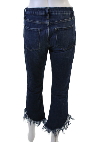 Frame Denim Women Cropped Flared Jeans Dark Blue Mid Rise Size 26