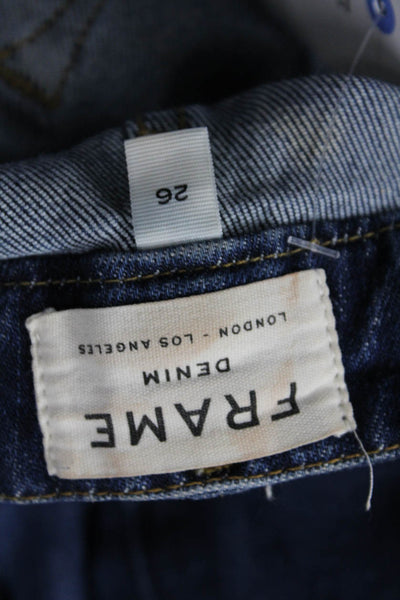 Frame Denim Women Cropped Flared Jeans Dark Blue Mid Rise Size 26