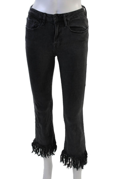 Frame Denim Women Cropped Flared Black Jeans Size 26