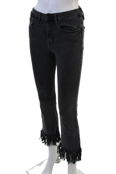 Frame Denim Women Cropped Flared Black Jeans Size 26