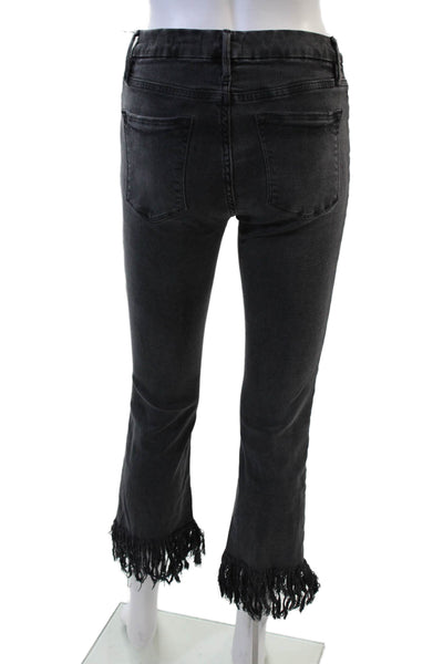 Frame Denim Women Cropped Flared Black Jeans Size 26