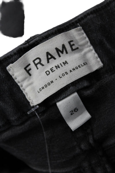 Frame Denim Women Cropped Flared Black Jeans Size 26