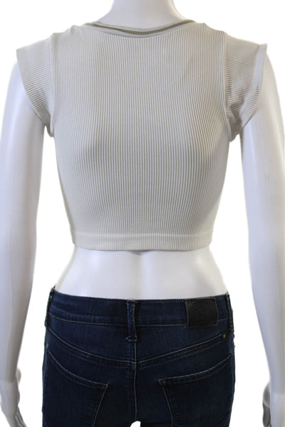 Out From Under Womens Cropped V-Neck Basic White Tank Short Sleeve Size XS