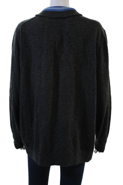 Boden Men Pullover Dark Gray Mock Neck Zip Wool Blend Long Sleeve Size XL