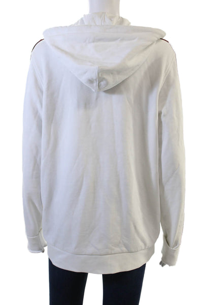 Karl Lagerfeld Womens Full Zip Hoodie White Polycotton Drawstring Size M