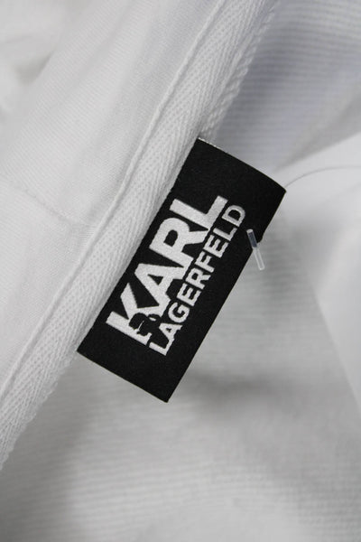 Karl Lagerfeld Womens Full Zip Hoodie White Polycotton Drawstring Size M