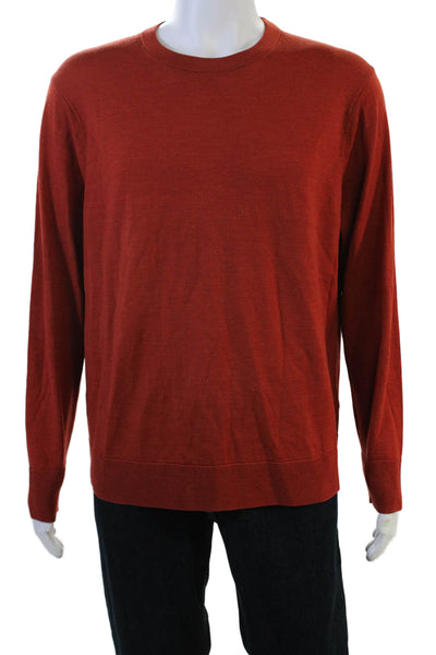Brooks Brothers Mens Pullover Sweater Red 100% Merino Wool Crew Neck Size L