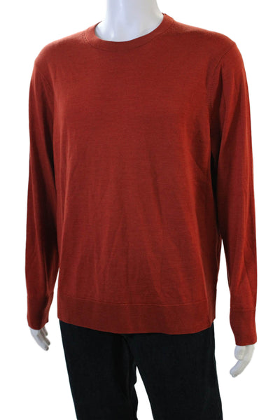 Brooks Brothers Mens Pullover Sweater Red 100% Merino Wool Crew Neck Size L